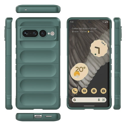 For Google Pixel 7 Pro Magic Shield TPU + Flannel Phone Case(Dark Green) - Google Cases by buy2fix | Online Shopping UK | buy2fix