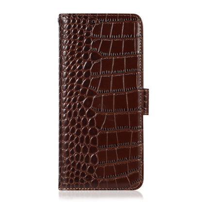 For Honor 80 SE Crocodile Top Layer Cowhide Leather Phone Case(Brown) - Honor Cases by buy2fix | Online Shopping UK | buy2fix