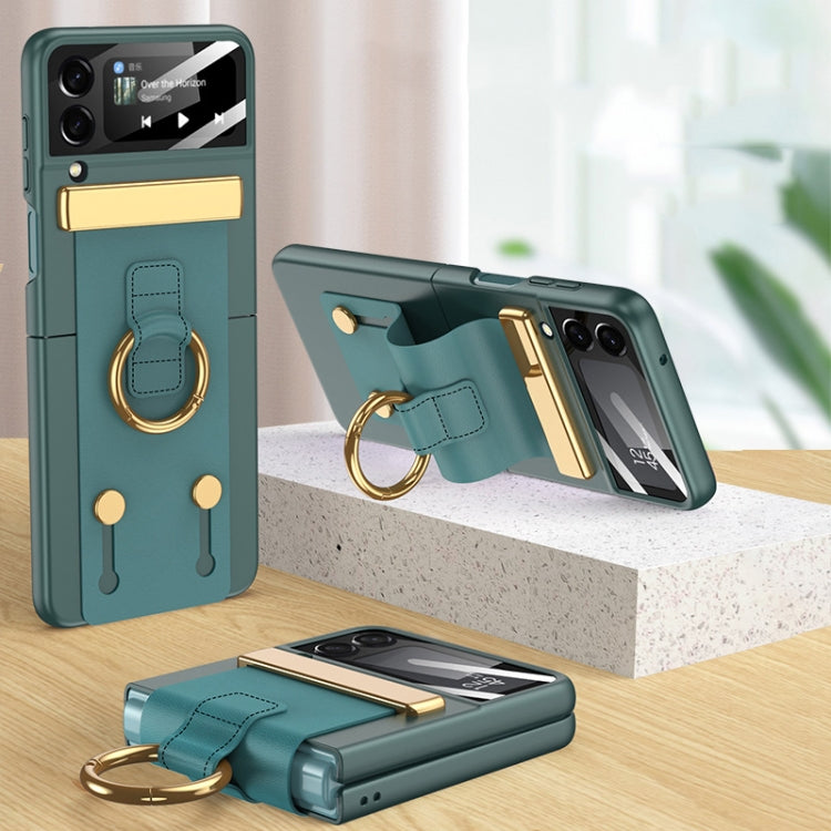 For Samsung Galaxy Z Flip3 5G GKK Ultrathin Shockproof Phone Case with Ring Holder / Wrist Strap(Green) - Galaxy Phone Cases by GKK | Online Shopping UK | buy2fix