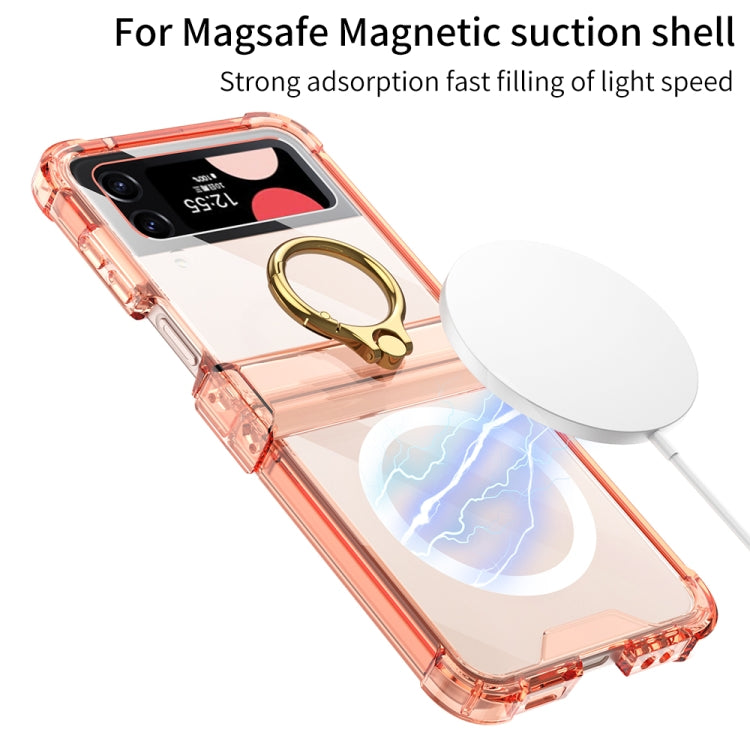 For Samsung Galaxy Z Flip4 GKK MagSafe Airbag Hinge Shockproof Phone Case with Ring Holder(Transparent) - Galaxy Z Flip4 5G Cases by GKK | Online Shopping UK | buy2fix