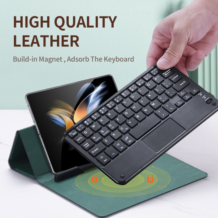 For Samsung Galaxy Z Fold4 GKK Magnetic Folding Bluetooth Keyboard Leather Case with Touchpad / Pen(Dark Green) - Samsung Keyboard by GKK | Online Shopping UK | buy2fix