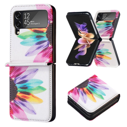 For Samsung Galaxy Z Flip3 5G Colored Drawing Invisible Magnetic Leather Phone Case(Sun Flower) - Galaxy Phone Cases by buy2fix | Online Shopping UK | buy2fix