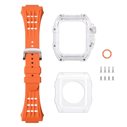 Fluorine Rubber Clear Watch Band Case For Apple Watch Series 8&7 45mm/SE 2&6&SE&5&4 44mm(Orange) - Watch Bands by buy2fix | Online Shopping UK | buy2fix