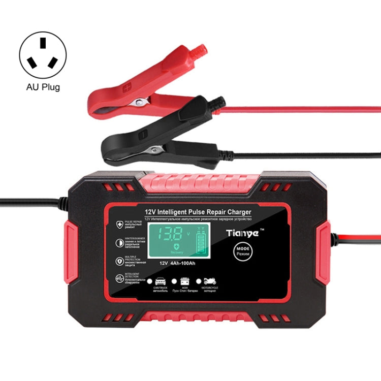 Motorcycle / Car Battery Smart Charger with LCD Creen, Plug Type:AU Plug(Red) - In Car by buy2fix | Online Shopping UK | buy2fix