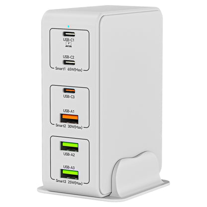 818H 120W Type-C + USB 6-Ports Desktop Fast Charger, Plug Type:EU Plug(White) - Multifunction Charger by buy2fix | Online Shopping UK | buy2fix