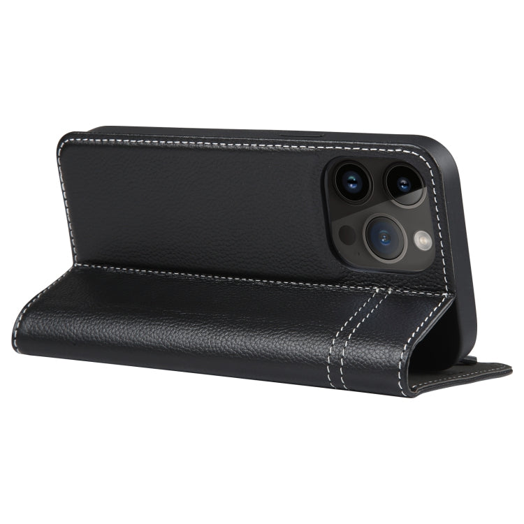 For iPhone 14 Pro GEBEI Top-grain Horizontal Flip Leather Phone Case(Black) - iPhone 14 Pro Cases by GEBEI | Online Shopping UK | buy2fix