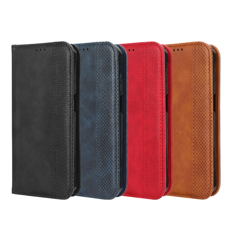 For OnePlus 11 5G Magnetic Buckle Retro Texture Leather Phone Case(Red) - OnePlus Cases by buy2fix | Online Shopping UK | buy2fix