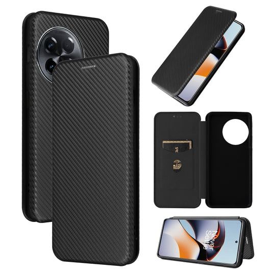 For OnePlus 11R 5G Carbon Fiber Texture Flip Leather Phone Case(Black) - OnePlus Cases by buy2fix | Online Shopping UK | buy2fix