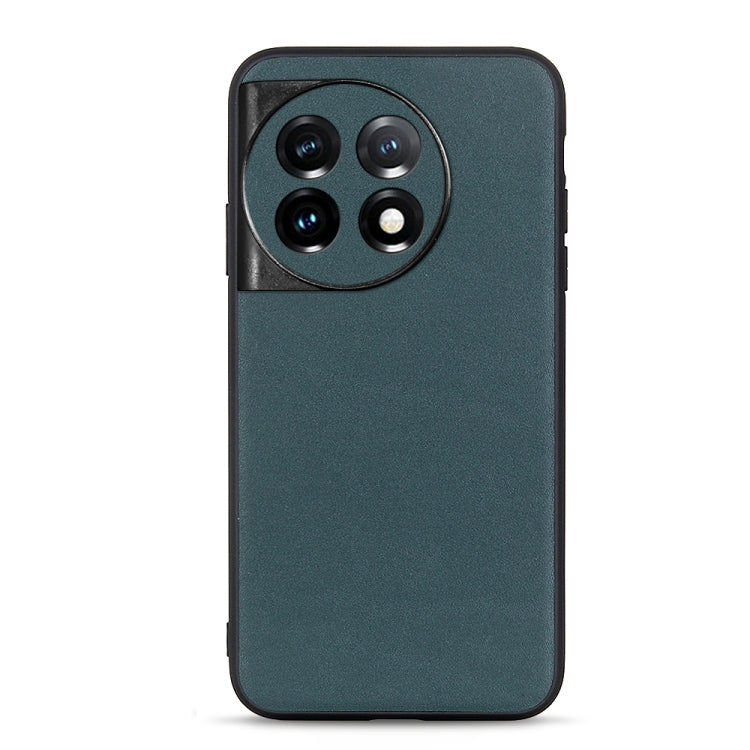 For OnePlus Ace 2 / 11R Lambskin Texture Genuine Leather Phone Case(Green) - OnePlus Cases by buy2fix | Online Shopping UK | buy2fix