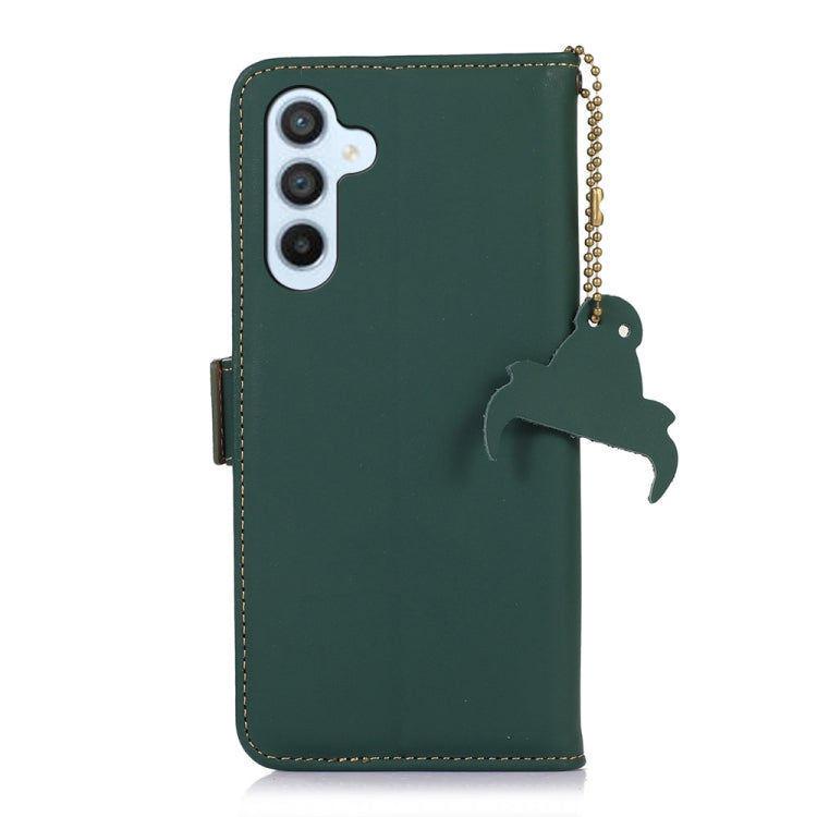 For Samsung Galaxy M14 5G Genuine Leather Magnetic RFID Leather Phone Case(Green) - Galaxy Phone Cases by buy2fix | Online Shopping UK | buy2fix