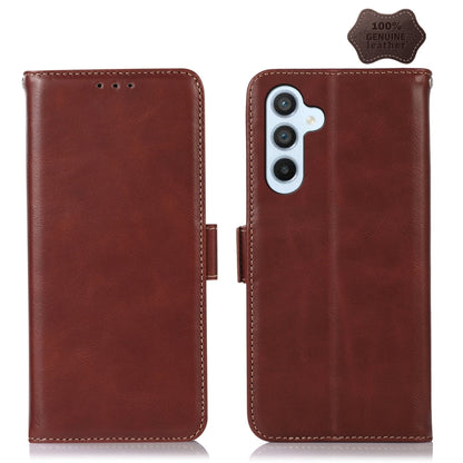 For Samsung Galaxy M14 5G Crazy Horse Top Layer Cowhide Leather Phone Case(Brown) - Galaxy Phone Cases by buy2fix | Online Shopping UK | buy2fix