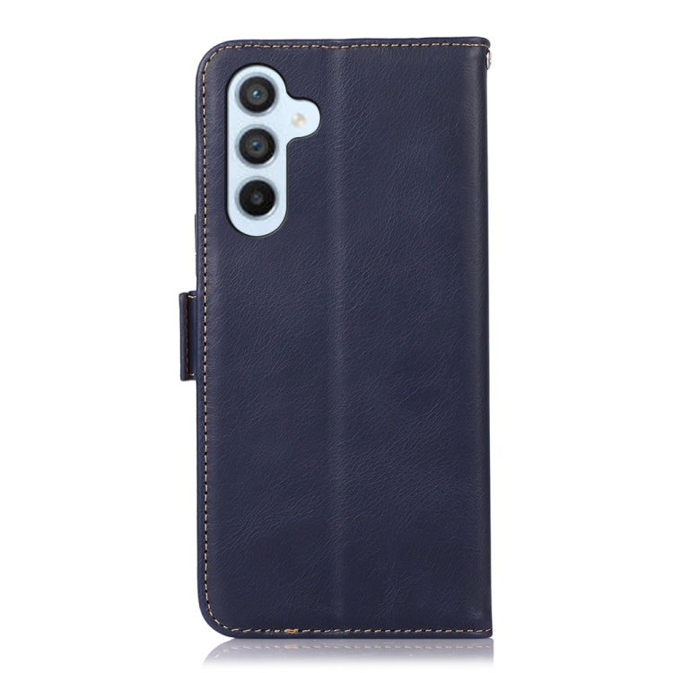 For Samsung Galaxy M14 5G Crazy Horse Top Layer Cowhide Leather Phone Case(Blue) - Galaxy Phone Cases by buy2fix | Online Shopping UK | buy2fix