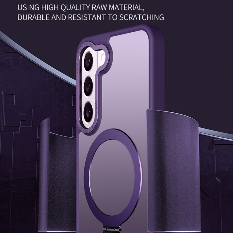 For Samsung Galaxy S23 Ultra 5G Skin Feel MagSafe Magnetic Holder Phone Case(Purple) - Galaxy S23 Ultra 5G Cases by buy2fix | Online Shopping UK | buy2fix