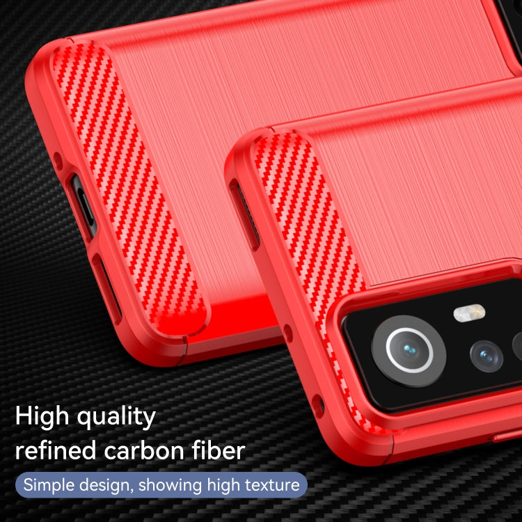 For Xiaomi Redmi 12S Brushed Texture Carbon Fiber TPU Phone Case(Red) - Xiaomi Cases by buy2fix | Online Shopping UK | buy2fix