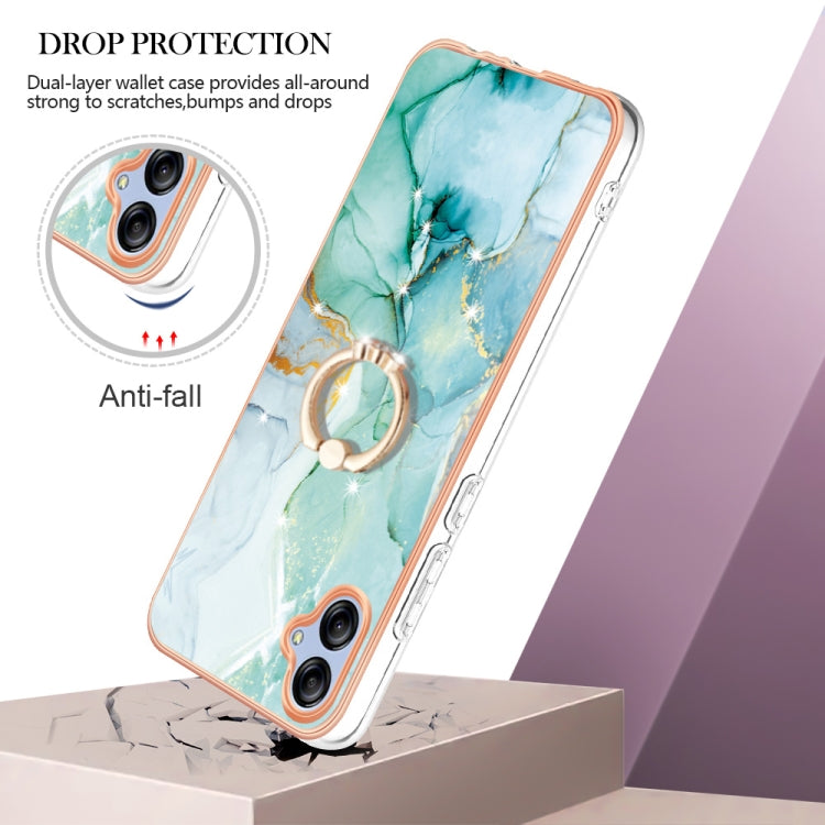 For Samsung Galaxy A04e Electroplating Marble IMD TPU Phone Case with Ring Holder(Green 003) - Galaxy Phone Cases by buy2fix | Online Shopping UK | buy2fix