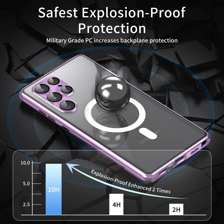 For Samsung Galaxy S21 Ultra 5G HD Full Cover Magsafe Magnetic Metal Tempered Glass Phone Case(Purple) - Galaxy S21 Ultra 5G Cases by buy2fix | Online Shopping UK | buy2fix