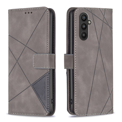 For Samsung Galaxy A24 4G Magnetic Buckle Rhombus Texture Leather Phone Case(Grey) - Galaxy Phone Cases by buy2fix | Online Shopping UK | buy2fix