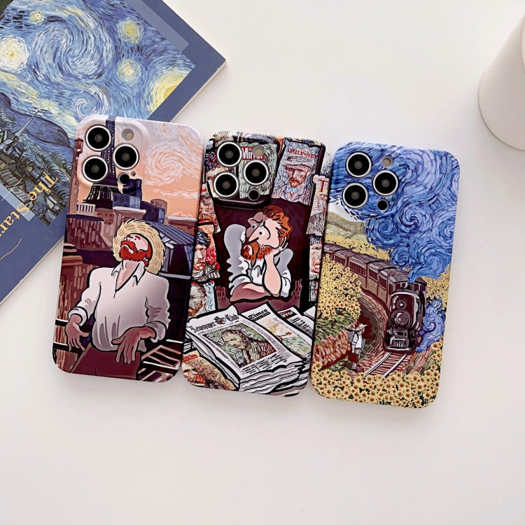 For iPhone 13 Precise Hole Oil Painting Glossy PC Phone Case(Train) - iPhone 13 Cases by buy2fix | Online Shopping UK | buy2fix