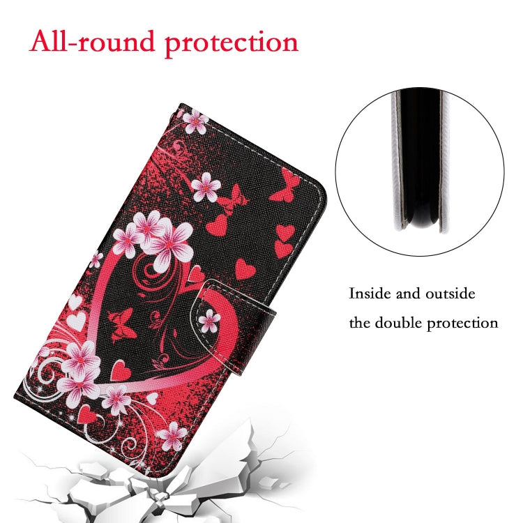 For Xiaomi Redmi Note 12 5G Global/Poco X5 Colored Drawing Pattern Flip Leather Phone Case(Red Heart) - Note 12 Cases by buy2fix | Online Shopping UK | buy2fix