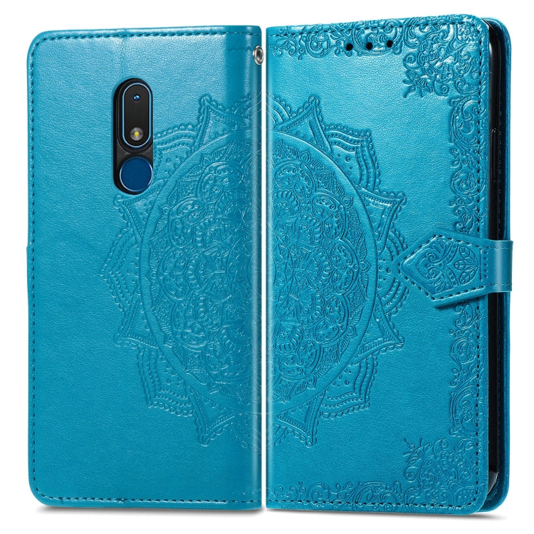 For Nokia C3 Mandala Flower Embossed Leather Phone Case(Blue) - Nokia Cases by buy2fix | Online Shopping UK | buy2fix