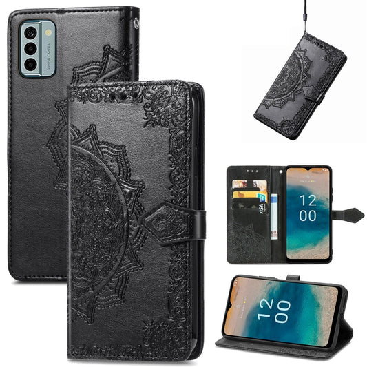 For Nokia G22 Mandala Flower Embossed Leather Phone Case(Black) - Nokia Cases by buy2fix | Online Shopping UK | buy2fix