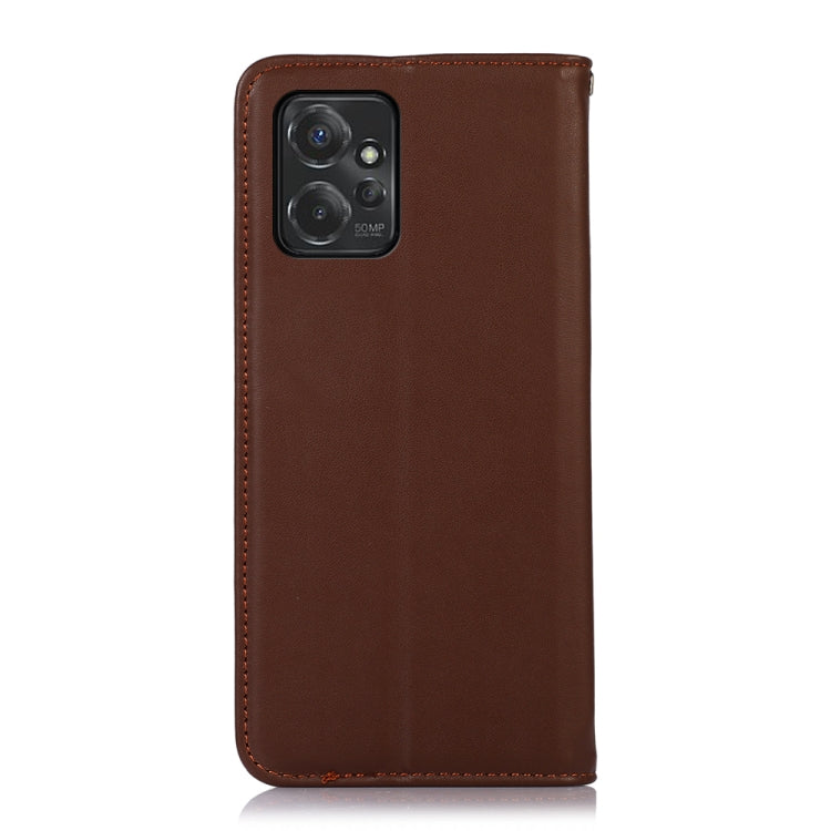 For Motorola Moto G Power 2023 KHAZNEH Nappa Top Layer Cowhide Leather Phone Case(Brown) - Motorola Cases by buy2fix | Online Shopping UK | buy2fix