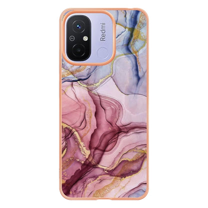 For Xiaomi Redmi 12C/11A 4G Global Electroplating Marble Dual-side IMD Phone Case(Rose Red 014) - Xiaomi Cases by buy2fix | Online Shopping UK | buy2fix