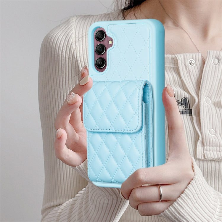 For Samsung Galaxy A14 4G / 5G Vertical Wallet Rhombic Leather Phone Case(Blue) - Galaxy Phone Cases by buy2fix | Online Shopping UK | buy2fix