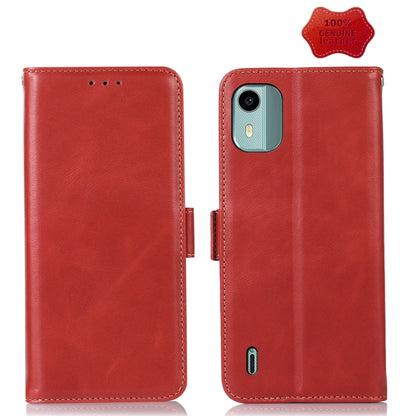 For Nokia C12 4G Crazy Horse Top Layer Cowhide Leather Phone Case(Red) - Nokia Cases by buy2fix | Online Shopping UK | buy2fix