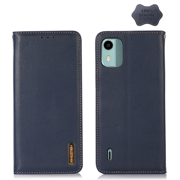 For Nokia C12 4G KHAZNEH Nappa Top Layer Cowhide Leather Phone Case(Blue) - Nokia Cases by buy2fix | Online Shopping UK | buy2fix