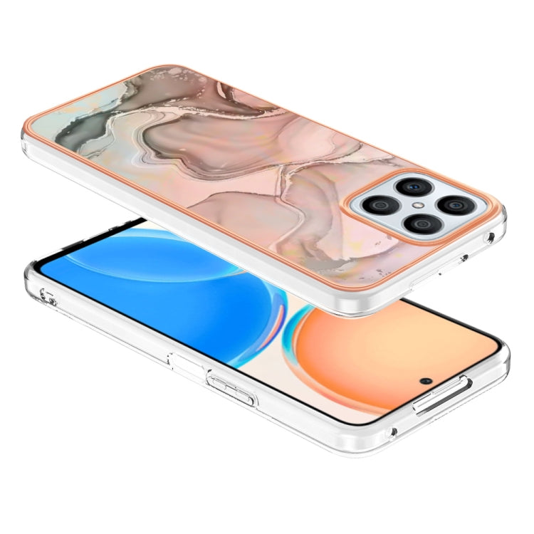 For Honor X8 4G Electroplating Marble Dual-side IMD Phone Case(Rose Gold 015) - Honor Cases by buy2fix | Online Shopping UK | buy2fix