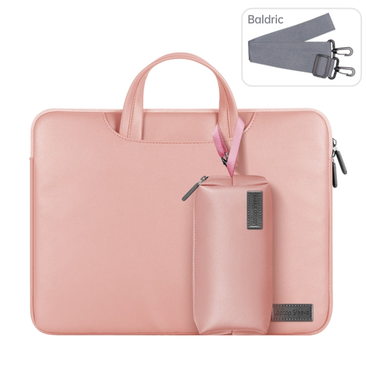 Waterproof PU Laptop Bag Inner Bag with Power Pack, Size:13 / 14 inch(Rose Gold) -  by buy2fix | Online Shopping UK | buy2fix