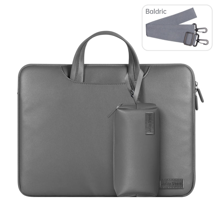 Waterproof PU Laptop Bag Inner Bag with Power Pack, Size:15 inch(Grey) -  by buy2fix | Online Shopping UK | buy2fix