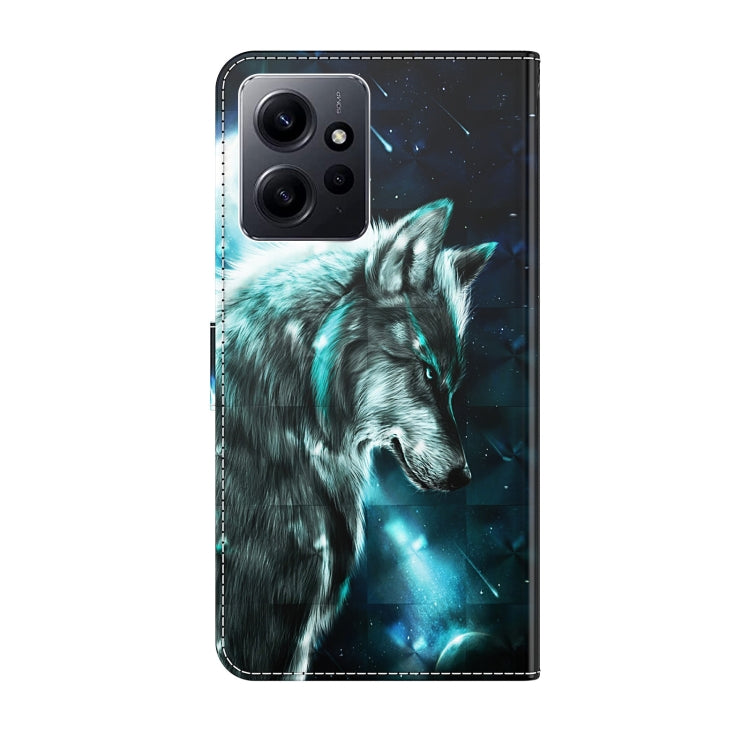 For Xiaomi Redmi Note 12 4G Global 3D Painting Pattern Flip Leather Phone Case(Wolf) - Note 12 Cases by buy2fix | Online Shopping UK | buy2fix