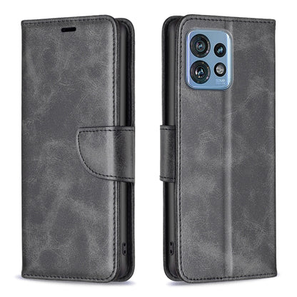 For Motorola Edge 40 Pro 5G / Moto X40 / X40 Pro Lambskin Texture Pure Color Flip Leather Phone Case(Black) - Motorola Cases by buy2fix | Online Shopping UK | buy2fix