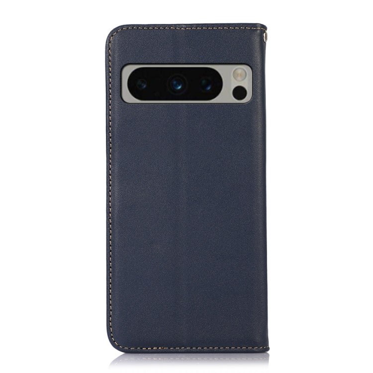 For Google Pixel 8 Pro KHAZNEH Nappa Top Layer Cowhide Leather Phone Case(Blue) - Google Cases by buy2fix | Online Shopping UK | buy2fix