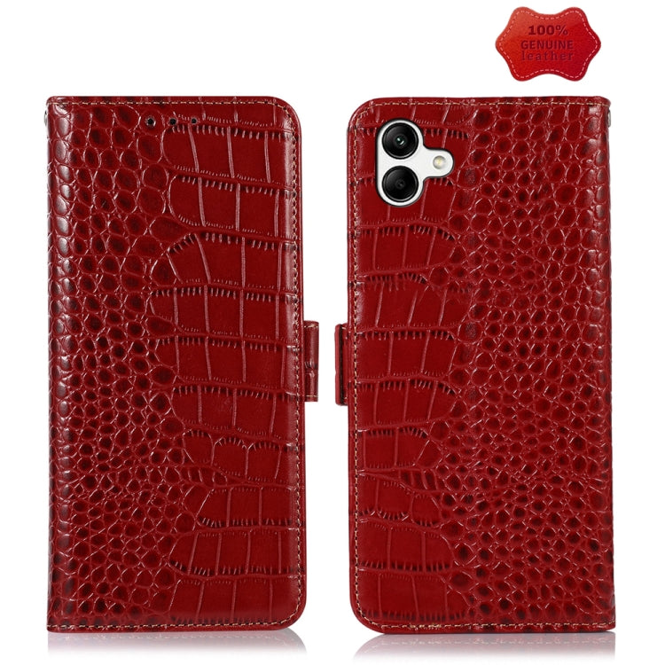 For Samsung Galaxy F14 5G Crocodile Top Layer Cowhide Leather Phone Case(Red) - Galaxy Phone Cases by buy2fix | Online Shopping UK | buy2fix