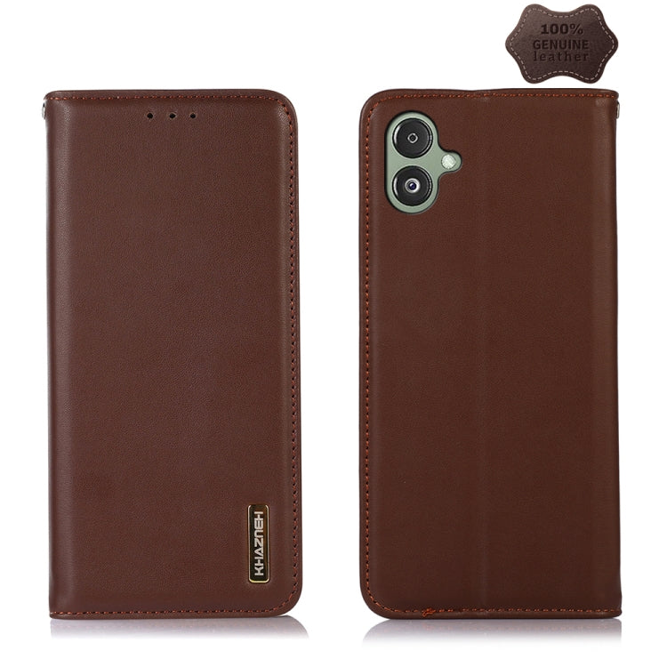 For Samsung Galaxy F14 5G KHAZNEH Nappa Top Layer Cowhide Leather Phone Case(Brown) - Galaxy Phone Cases by buy2fix | Online Shopping UK | buy2fix