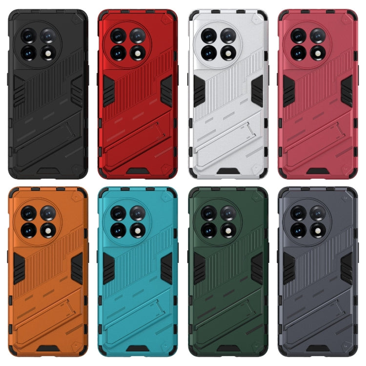 For OnePlus 11 5G Punk Armor 2 in 1 PC + TPU Shockproof Phone Case with Invisible Holder(Red) - OnePlus Cases by buy2fix | Online Shopping UK | buy2fix