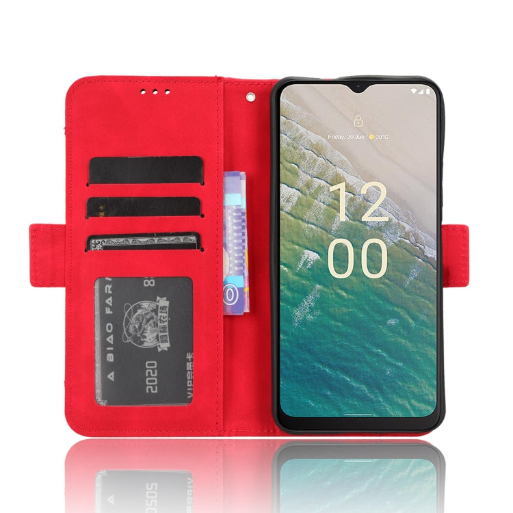 For Nokia C32 4G Skin Feel Calf Texture Card Slots Leather Phone Case(Red) - Nokia Cases by buy2fix | Online Shopping UK | buy2fix