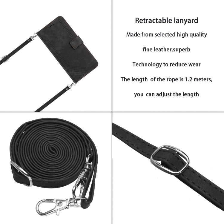 For OnePlus Nord CE 3/Nord CE 3 Lite/Nord N30 Skin Feel Stripe Pattern Leather Phone Case with Lanyard(Black) - OnePlus Cases by buy2fix | Online Shopping UK | buy2fix