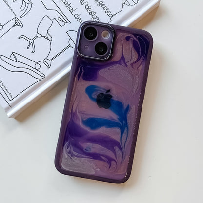 For iPhone 13 Oil Painting Electroplating TPU Phone Case(Purple) - iPhone 13 Cases by buy2fix | Online Shopping UK | buy2fix