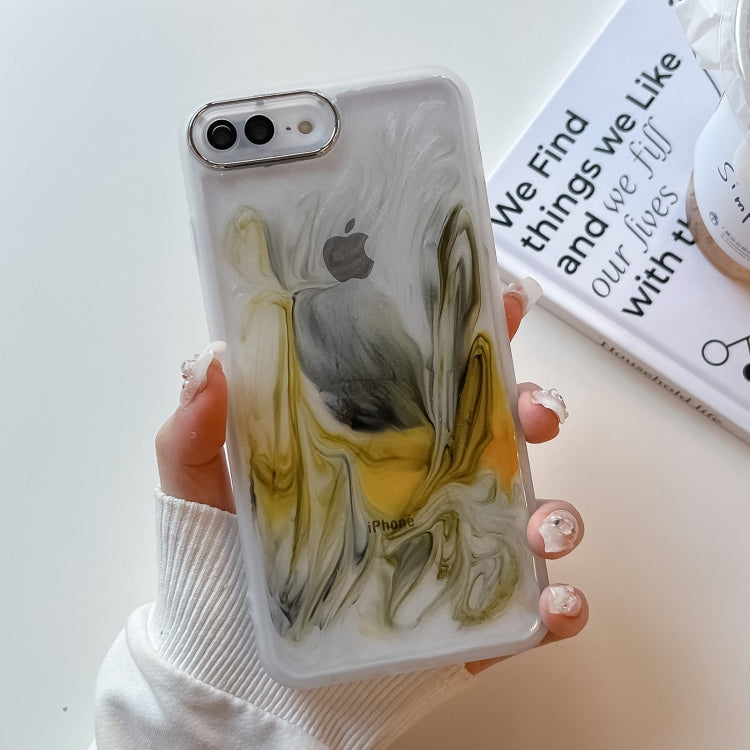 For iPhone 8 Plus / 7 Plus Oil Painting Electroplating TPU Phone Case(White) - More iPhone Cases by buy2fix | Online Shopping UK | buy2fix