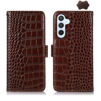 For Samsung Galaxy M34 5G Crocodile Top Layer Cowhide Leather Phone Case(Brown) - Galaxy Phone Cases by buy2fix | Online Shopping UK | buy2fix