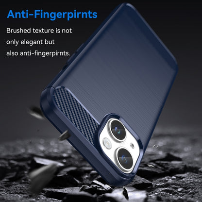 For iPhone 15 Plus Brushed Texture Carbon Fiber TPU Phone Case(Blue) - iPhone 15 Plus Cases by buy2fix | Online Shopping UK | buy2fix