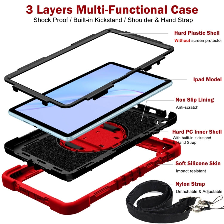 For Huawei MatePad SE 10.4 360 Degree Rotation PC Contrast Silicone Tablet Case(Red + Black) - For Huawei by buy2fix | Online Shopping UK | buy2fix