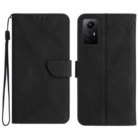 For Xiaomi Redmi Note 12S Stitching Embossed Leather Phone Case(Black) - Xiaomi Cases by buy2fix | Online Shopping UK | buy2fix