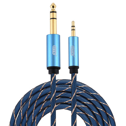 EMK 3.5mm Jack Male to 6.35mm Jack Male Gold Plated Connector Nylon Braid AUX Cable for Computer / X-BOX / PS3 / CD / DVD, Cable Length:3m(Dark Blue) - Audio Optical Cables by EMK | Online Shopping UK | buy2fix