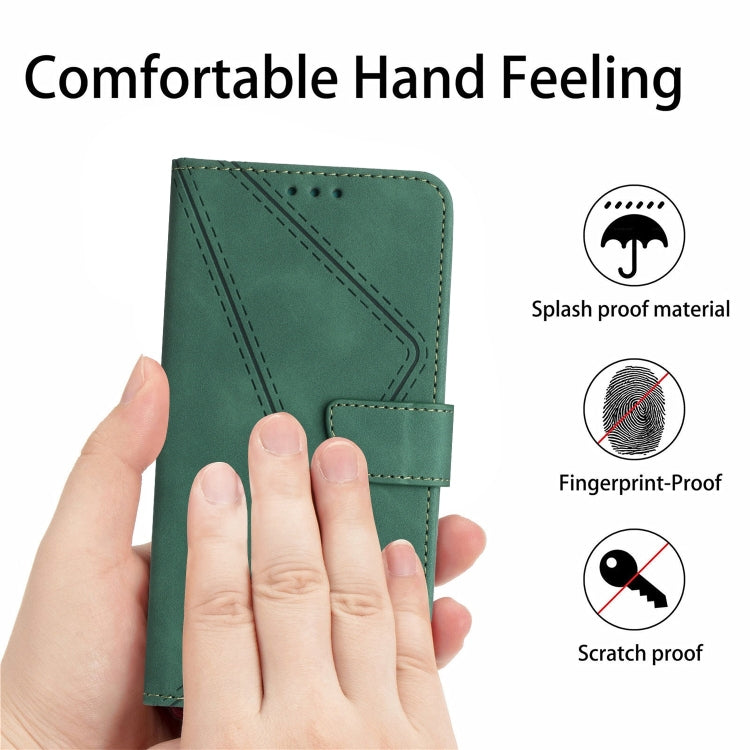 For Samsung Galaxy S22+ 5G Stitching Embossed Leather Phone Case(Green) - Galaxy S22+ 5G Cases by buy2fix | Online Shopping UK | buy2fix