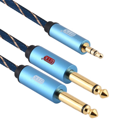 EMK 3.5mm Jack Male to 2 x 6.35mm Jack Male Gold Plated Connector Nylon Braid AUX Cable for Computer / X-BOX / PS3 / CD / DVD, Cable Length:5m(Dark Blue) -  by EMK | Online Shopping UK | buy2fix